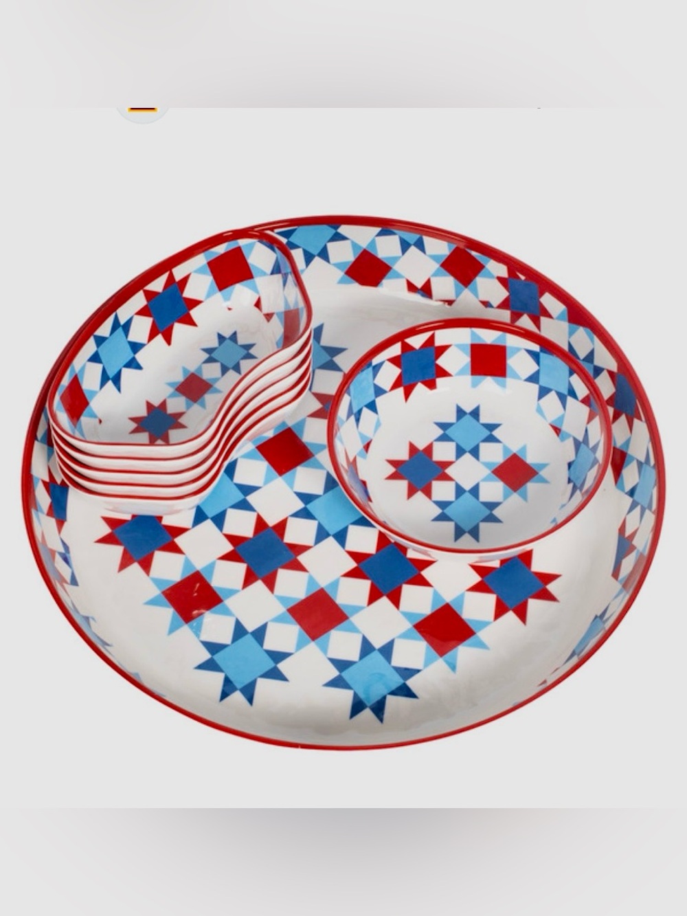 New Lazy Susan spinning Serving platter Melamine w. Lid 8 Piece Set